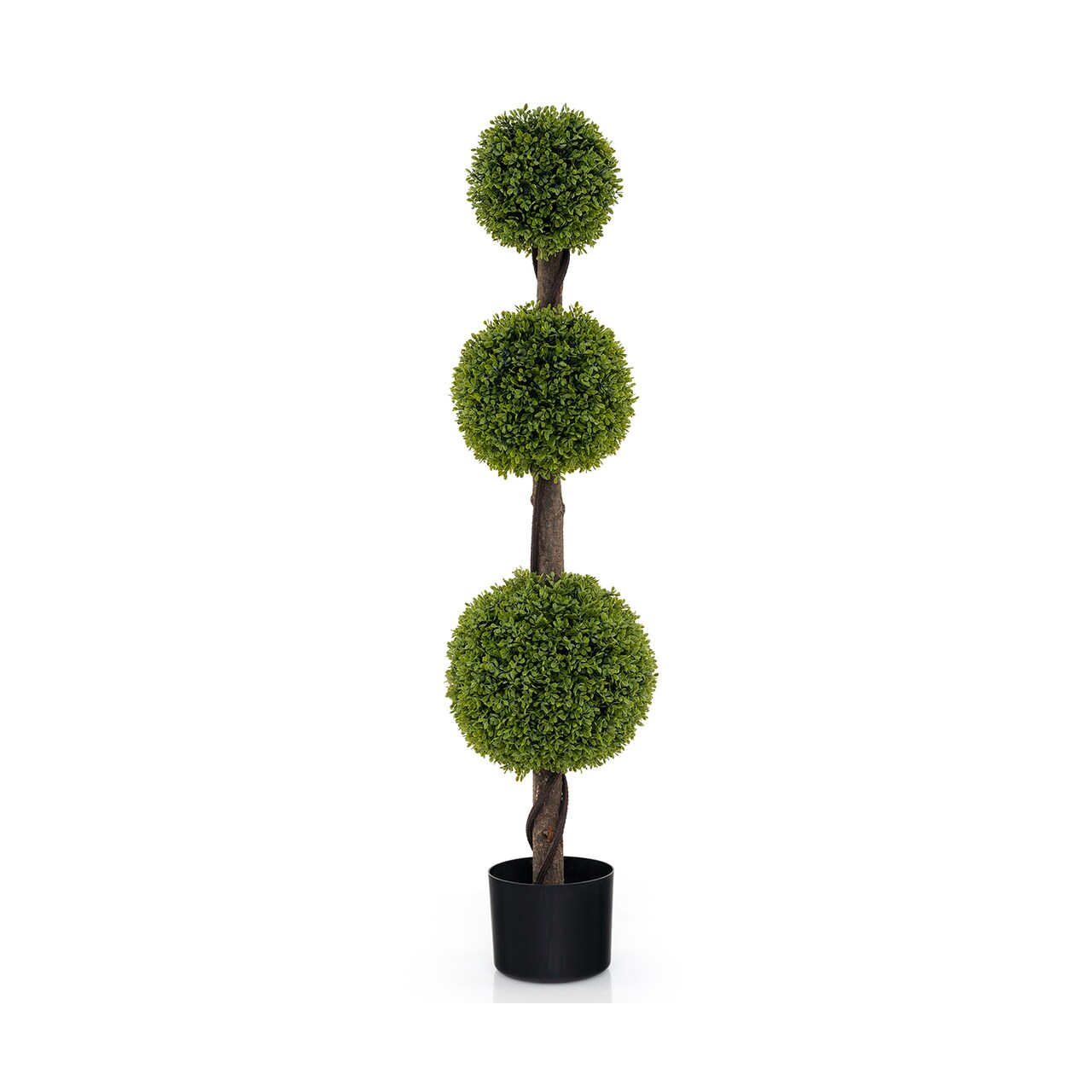 4 Feet Decorative Faux Boxwood Topiary in Black Planter Indoor Greenery for Modern Living Spaces